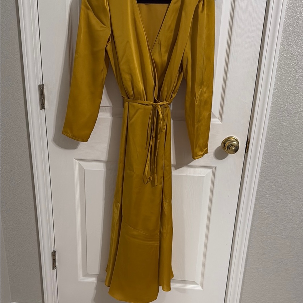 INC International Concepts Mustard Wrap Dress